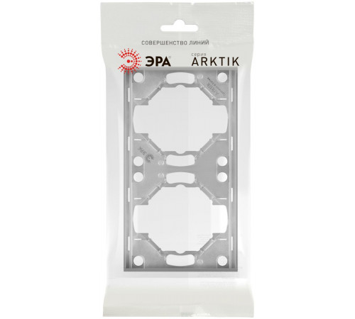 Рамка для розеток и выключателей Эра Arktik 16-5002-03 на 2 поста алюминий Б0070556