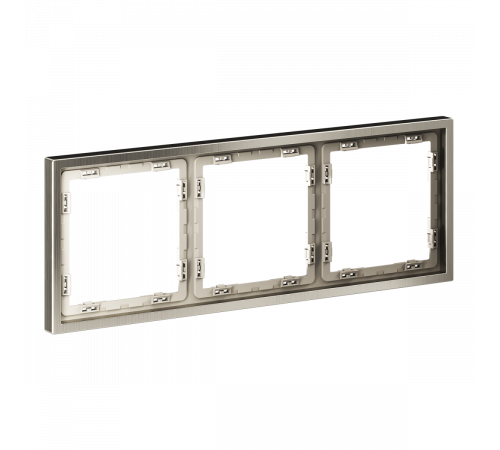 Рамка металлическая на 3 поста Voltum S70 Metal (никель) VLSM120311