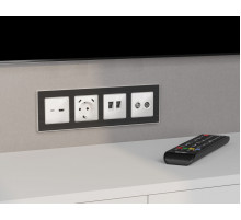 Лицевая панель Alfa (Белый глянец) для TV двойной розетки Quant Ambrella Volt AP1133