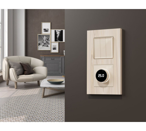 Лицевая панель Alfa (Бежевый глянец) для терморегулятора теплого пола с цифровым дисплеем Quant Ambrella Volt AP3058