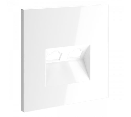 Накладка для розетки компьютерной двойной RJ45+RJ45 кат.6 Voltum S70 (белый глянцевый) VLS001401