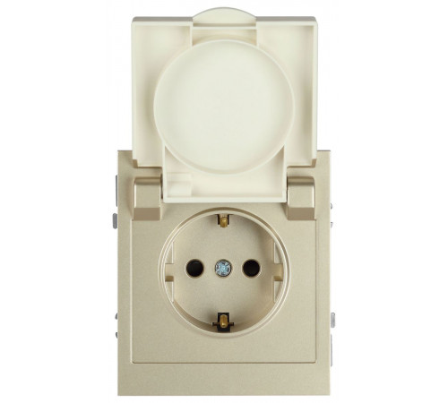 Розетка Эра Arktik 16-2103-04 с заземлением 2P+E Schuko со шторками с крышкой 16А-250В шампань Б0070437