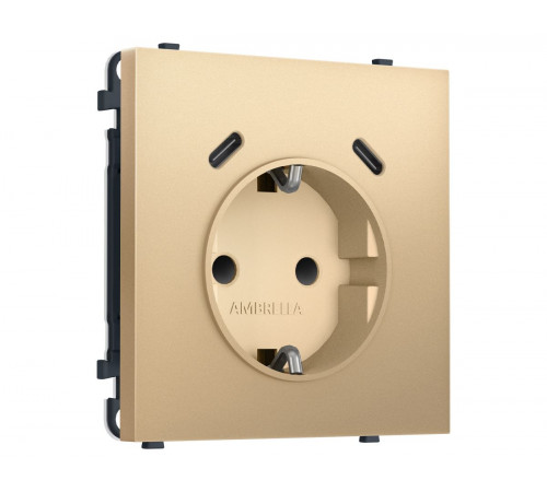 Комплект механизма электрической розетки SIGMA Золото Мягкое касание 2USB С+C 20W Ambrella Volt MS890510 (SP8905, PR165)