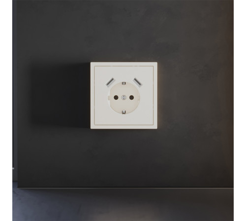 Накладка для розетки с заземлением и защитными шторками, с USB A+A Voltum S70 (хлопок) VLS000913