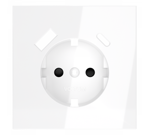 Накладка для розетки с заземлением и защитными шторками, с USB A+C Voltum S70 (белый глянцевый) VLS001001