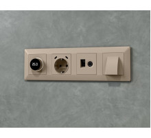 Комплект механизма электрической розетки 2USB С+C 20W с/з на винтовых зажимах 16A-250V Alfa Серо-бежевый матовый Quant Ambrella Volt MA370510 (AP3705, VM165)