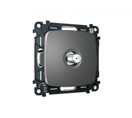 Комплект механизма TV розетки Ambrella Volt SAT 5-2400MHz 3.5dB OMEGA MO663050 Антрацит серый QUANT (OP6630, VM215)