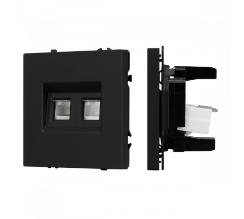 Механизм сдвоенной телефонной розетки Arlight SCT-NOBE-MTL2-SFPL-BK (RJ-11, 4C) (Черный оникс) 054309