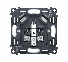 Механизм электрической розетки 2USB С+C 20W (быстрая зарядка) с/з на винтовых зажимах 16A-250V QUANT Ambrella Volt VM165