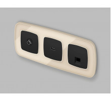 Комплект механизма компьютерной розетки Ambrella Volt RJ-45 (8P8C) CAT6A экранированной с автоматической защитной шторкой OMEGA MO812005 Черный матовый QUANT (OP8120, VM185)