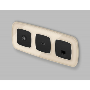 Комплект механизма компьютерной розетки Ambrella Volt RJ-45 (8P8C) CAT6A экранированной с автоматической защитной шторкой OMEGA MO812005 Черный матовый QUANT (OP8120, VM185)