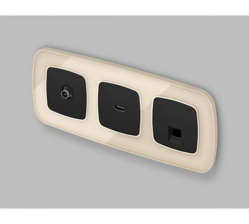 Комплект механизма компьютерной розетки Ambrella Volt RJ-45 (8P8C) CAT6A экранированной с автоматической защитной шторкой OMEGA MO812005 Черный матовый QUANT (OP8120, VM185)