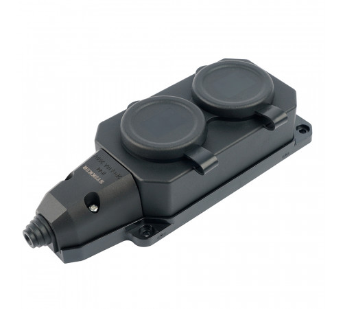 Розетка переносная 2-местная c/з Stekker RST16-2-44 250В 16А IP44 черный 50805