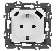 Розетка со шторками с USB type-A+C Эра Elegance 14-4108-01М Б0067710