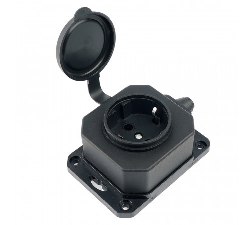 Розетка переносная 1-местная c/з Stekker RST16-1-44 250В 16А IP44 черный 50804