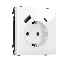 Комплект механизма электрической розетки SIGMA Белый глянец 2USB A+C 20W Ambrella Volt MS110010 (SP1100, PR160)