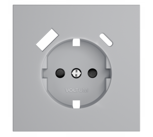 Накладка для розетки с заземлением и защитными шторками, с USB A+C Voltum S70 (серый) VLS001016