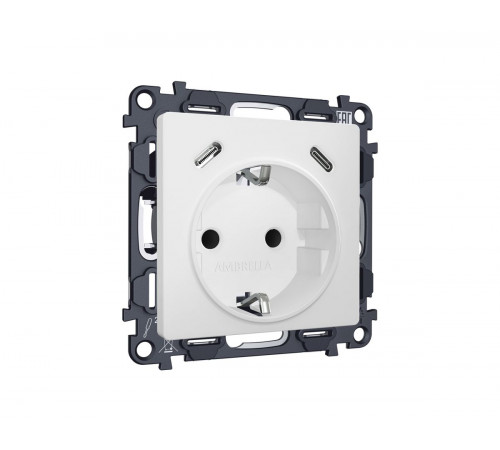 Комплект механизма электрической розетки 2USB С+C 20W с/з на винтовых зажимах 16A-250V Alfa Белый матовый Quant Ambrella Volt MA130510 (AP1305, VM165) Комплект механизма электрической розетки 2USB С+C 20W с/з на винтовых зажимах 16A-250V Alfa Белый матовый Quant Ambrella Volt MA130510 (AP1305, VM165)