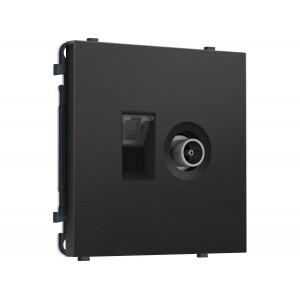 Комплект механизма розетки компьютерной + TV оконечной SIGMA Черный матовый RJ-45 Ambrella Volt MS812510 (SP8125, PR195)