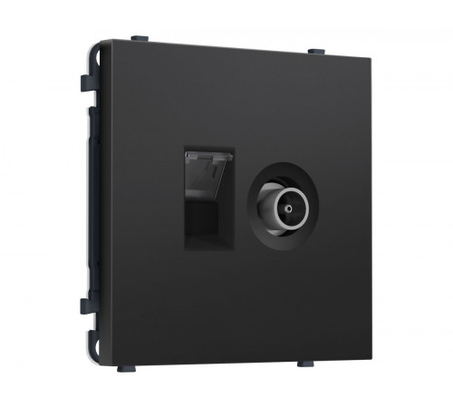 Комплект механизма розетки компьютерной + TV оконечной SIGMA Черный матовый RJ-45 Ambrella Volt MS812510 (SP8125, PR195)