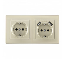 Розетка двойная (двухпостовая) с USB Arte Milano SET06-2-47-1-40-1 shampan