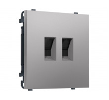 Комплект механизма компьютерной двойной розетки SIGMA Сталь матовый RJ-45 Ambrella Volt MS512110 (SP5121, PR189)