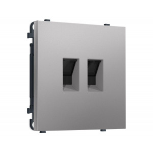 Комплект механизма компьютерной двойной розетки SIGMA Сталь матовый RJ-45 Ambrella Volt MS512110 (SP5121, PR189)