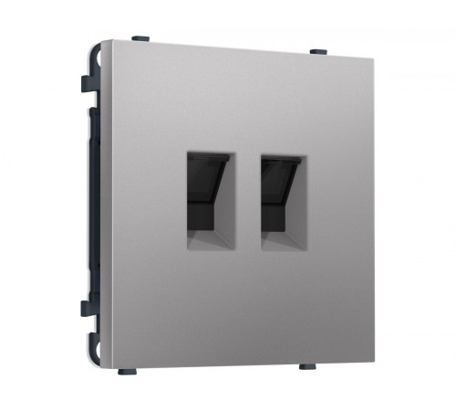Комплект механизма компьютерной двойной розетки SIGMA Сталь матовый RJ-45 Ambrella Volt MS512110 (SP5121, PR189)
