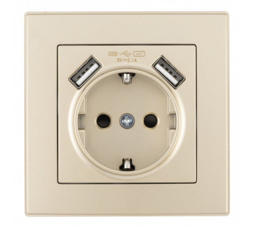 Комплект розетки с/з и шторками + USB и рамкой Arte Milano SET06-1-47-1 shampan Комплект розетки с/з и шторками + USB и рамкой Arte Milano SET06-1-47-1 shampan