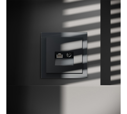 Розетка телевизионная встраиваемая Voltum S70 TV+RJ45 кат. 6, (графит) VLS060707