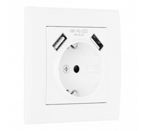 Комплект розетки с/з и шторками + USB и рамкой Arte Milano SET06-1-47-1 white Комплект розетки с/з и шторками + USB и рамкой Arte Milano SET06-1-47-1 white