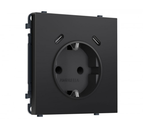 Комплект механизма электрической розетки SIGMA Черный матовый 2USB С+C 20W Ambrella Volt MS810510 (SP8105, PR165)