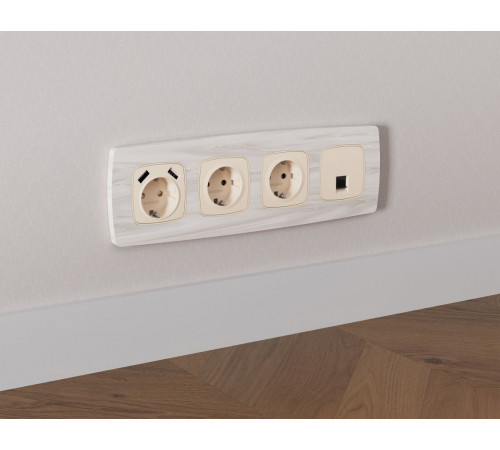 Комплект механизма компьютерной розетки Ambrella Volt RJ-45 (8P8C) CAT6A экранированной с автоматической защитной шторкой OMEGA MO332005 Бежевый матовый QUANT (OP3320, VM185)