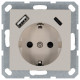 Розетка SHUKO с USB A+C с защитными шторками 16A 250V 2P+T USB 25W, цвет Тауп Jasmart G5501USB-25T
