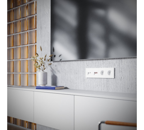 Розетка телевизионная встраиваемая Voltum S70 TV+RJ45 кат. 6, (белый глянцевый) VLS060701