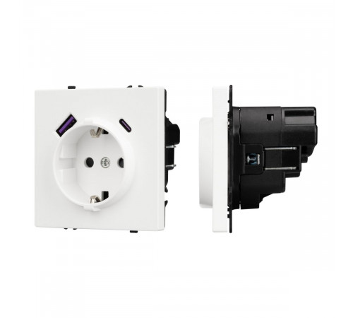 Механизм розетки с USB зарядкой Arlight SCT-NOBE-MUAC-SFPL-WH (230V, 16A) 054284