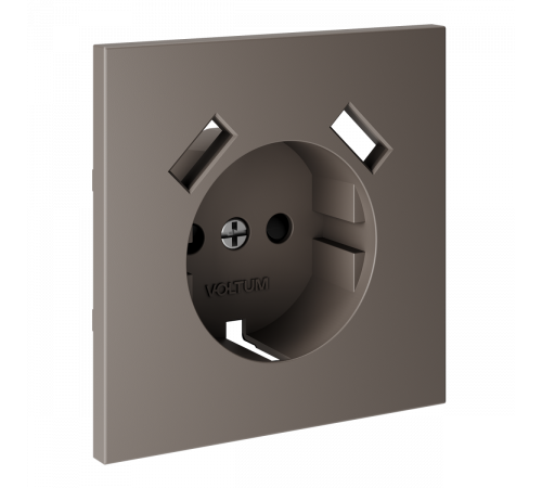 Накладка для розетки с заземлением и защитными шторками, с USB A+A Voltum S70 (капучино) VLS000914