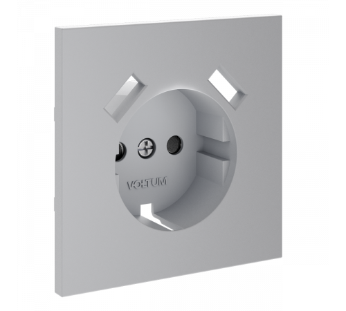 Накладка для розетки с заземлением и защитными шторками, с USB A+A Voltum S70 (серый) VLS000916