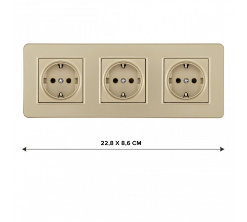 Розетка тройная (трехпостовая) с/з и шторками Arte Milano SET16-3-40-1x3 shampan