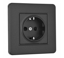 Комплект розетки с/з и шторками и рамкой Arte Milano SET16-1-40-1 black
