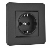 Комплект розетки с/з и шторками и рамкой Arte Milano SET16-1-40-1 black