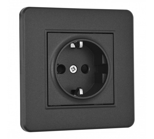 Комплект розетки с/з и шторками и рамкой Arte Milano SET16-1-40-1 black