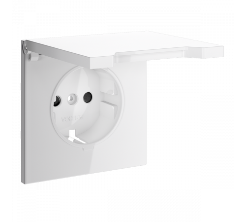 Накладка для розетки с заземлением, защитными шторками и крышкой Voltum S70 (белый глянцевый) VLS000801