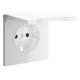 Накладка для розетки с заземлением, защитными шторками и крышкой Voltum S70 (белый глянцевый) VLS000801