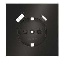 Накладка для розетки с заземлением и защитными шторками с USB A+C S70 Metal (антрацит) Voltum VLSM001012