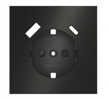Накладка для розетки с заземлением и защитными шторками с USB A+C S70 Metal (антрацит) Voltum VLSM001012