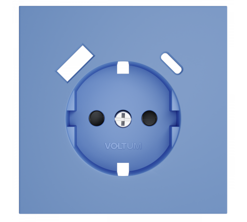 Накладка для розетки с заземлением и защитными шторками, с USB A+C Voltum S70 (деним) VLS001015