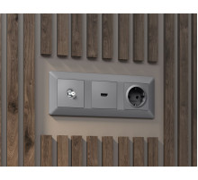 Комплект механизма TV розетки SAT 5-2400MHz 3.5dB Alfa Сталь матовый Quant Ambrella Volt MA513050 (AP5130, VM215)