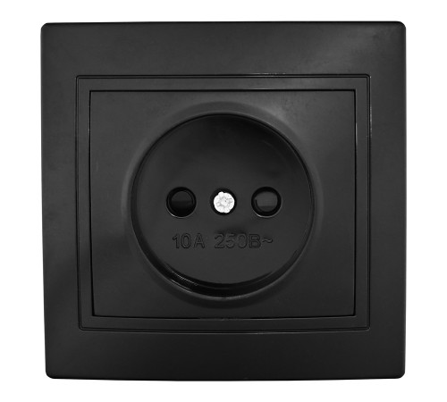 Розетка 2П с защ. шт. скрытой установки 16А 250В IP20, черная (керамика) 