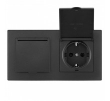 Розетка двойная (двухпостовая) с/з и шторками Arte Milano SET06-2-41-1x2 black